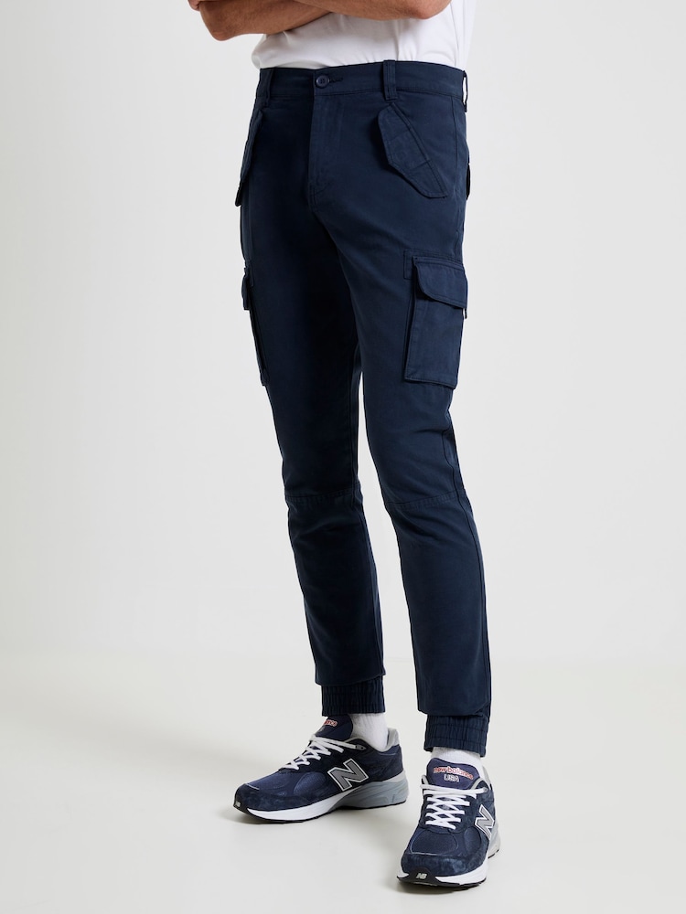 French Connection Blue Marine Cargo 100% Cotton Joggers - Image 1 of 3