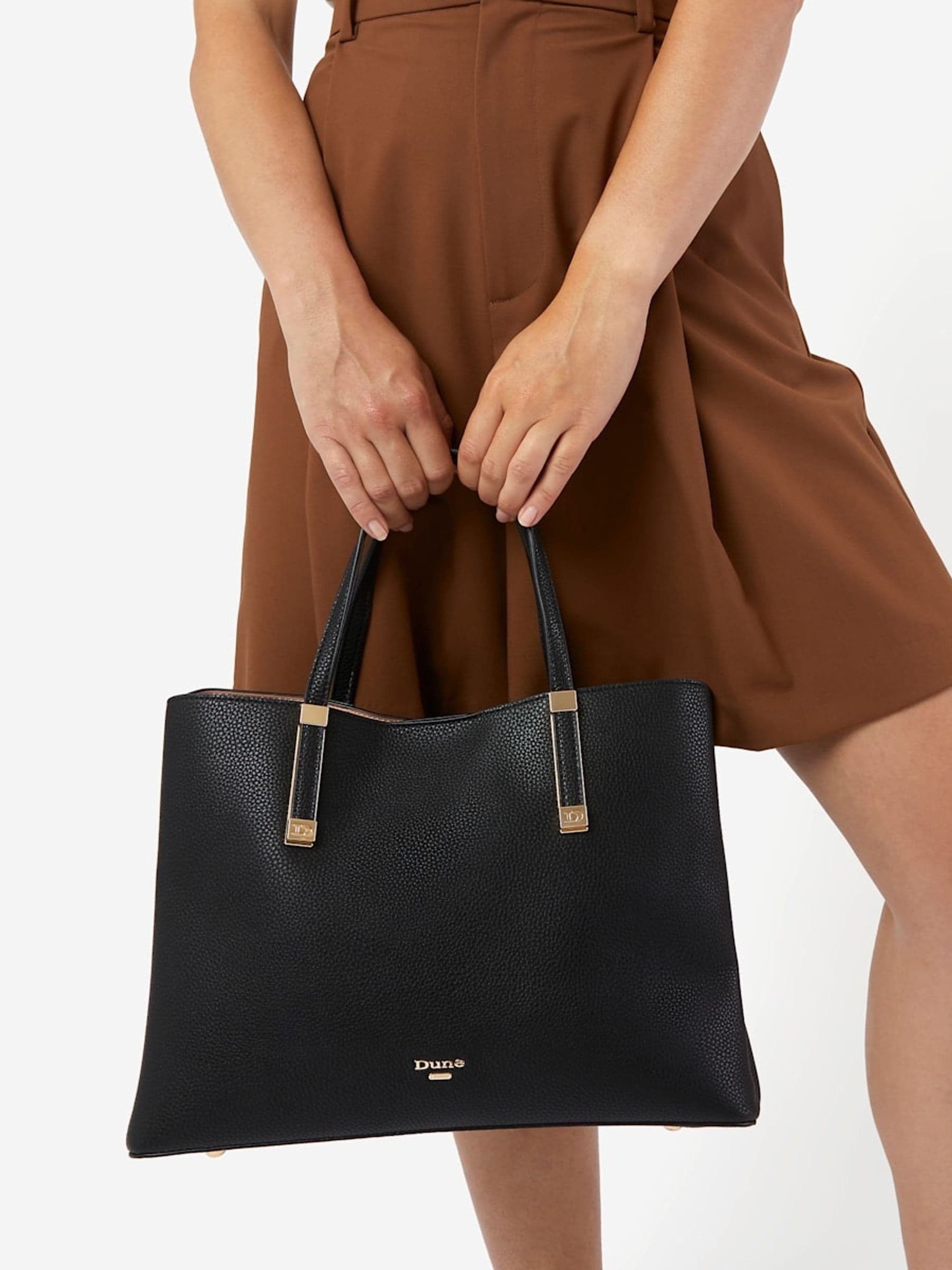 Dune London Black Dorrie Synthetic Logo Hardware Tote Bag