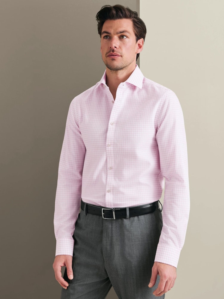 Rozā - Charles Tyrwhitt negludināms, elastīgs, Trafalgar Weave auduma krekls ar izgriezumu, pieguļošs piegriezums - Attēls 1 no 6 Rozā - Charles Tyrwhitt negludināms, elastīgs, Trafalgar Weave auduma krekls ar izgriezumu, pieguļošs piegriezums - Attēls 1 no 6