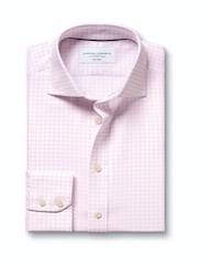 Rozā - Charles Tyrwhitt negludināms, elastīgs, Trafalgar Weave auduma krekls ar izgriezumu, pieguļošs piegriezums - Attēls 4 no 6