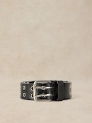 White Stuff Black Multi Eyelet Leather Belt - Image 1 of 3
