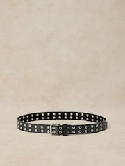 White Stuff Black Multi Eyelet Leather Belt - Image 2 of 3
