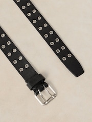 White Stuff Black Multi Eyelet Leather Belt - Image 3 of 3