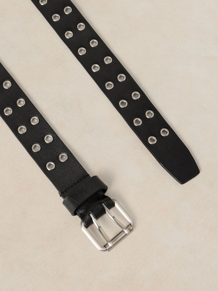 White Stuff Black Multi Eyelet Leather Belt - Image 3 of 3