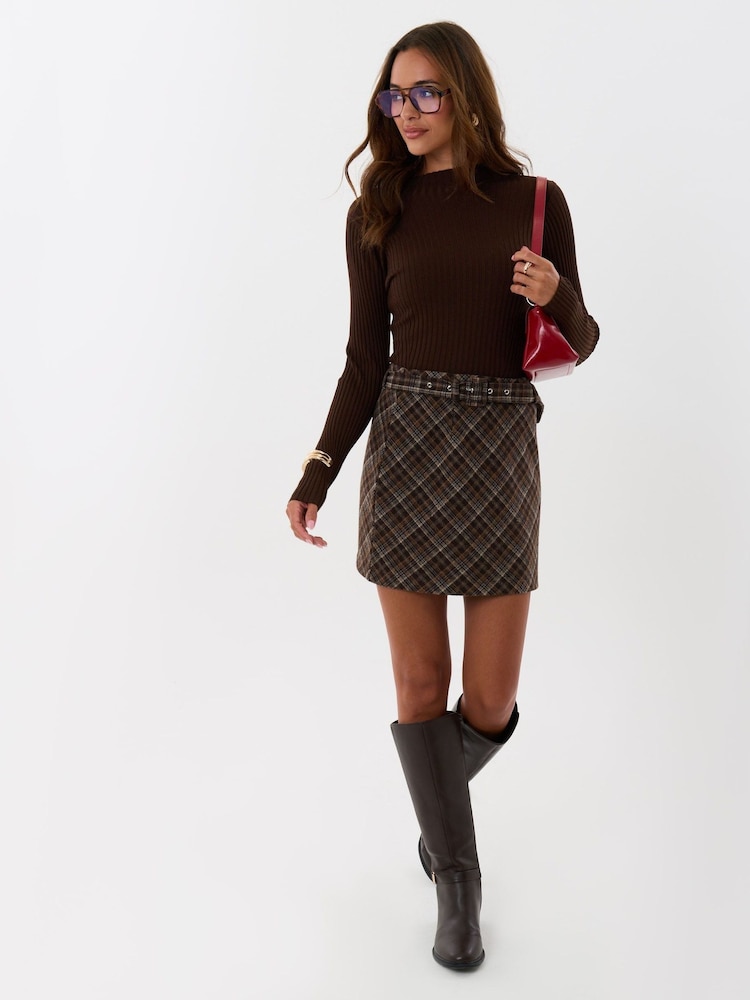 Threadbare Brown Belted A-Line Mini Skirt - Image 5 of 5