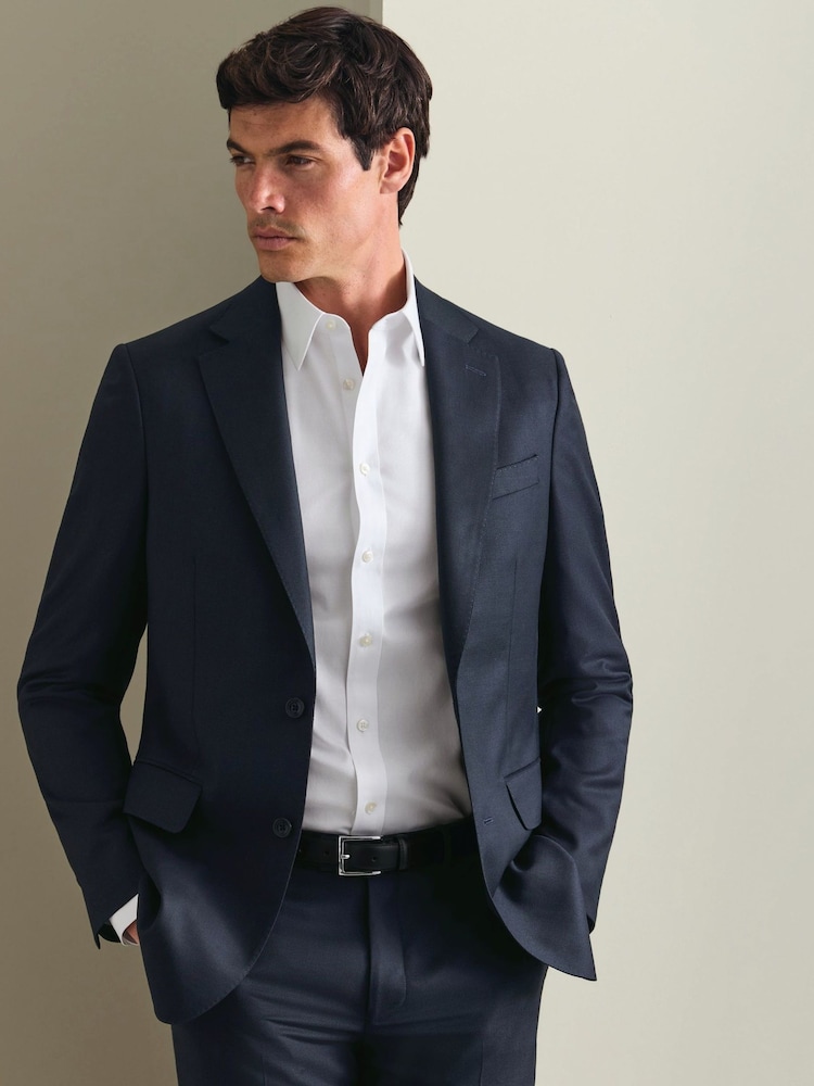 Azul marino - Chaqueta de traje de lujo italiana de corte ajustado Birdseye de Charles Tyrwhitt - Imagen 1 de 6 Azul marino - Chaqueta de traje de lujo italiana de corte ajustado Birdseye de Charles Tyrwhitt - Imagen 1 de 6