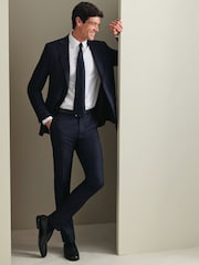 Azul marino - Chaqueta de traje de lujo italiana de corte ajustado Birdseye de Charles Tyrwhitt - Imagen 3 de 6