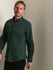 Жасыл - Slim Fit - Charles Tyrwhitt қылқаламмен қапталған фланель жейде - 5суретінің 1 суреті