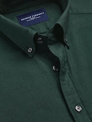 Жасыл - Slim Fit - Charles Tyrwhitt қылқаламмен қапталған фланель жейде - 5суретінің 5 суреті
