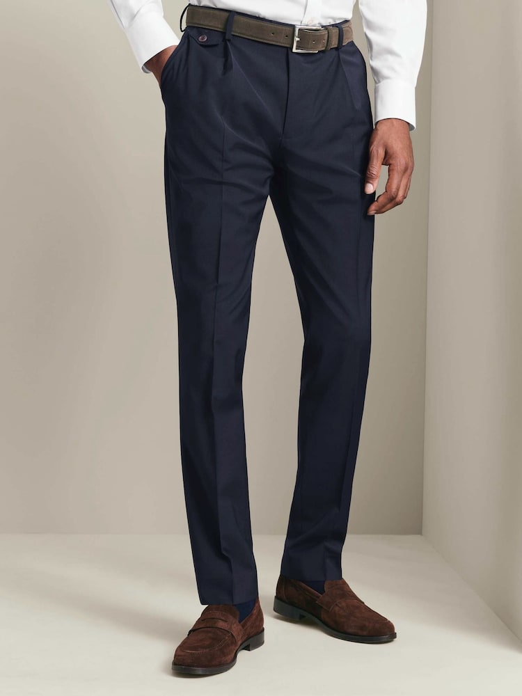 Azul oscuro - Pantalones de lana de alto rendimiento de corte ajustado de Charles Tyrwhitt - Imagen 1 de 6 Azul oscuro - Pantalones de lana de alto rendimiento de corte ajustado de Charles Tyrwhitt - Imagen 1 de 6