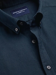 Теңіз көк - Slim Fit - Charles Tyrwhitt қылқаламмен қапталған фланель жейде - 5суретінің 4 суреті