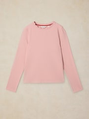 White Stuff Pink Aida Scallop Long Sleeve T-Shirt - Image 5 of 6