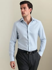 Zaļš - Charles Tyrwhitt negludināms, elastīgs, Trafalgar Weave auduma krekls ar izgriezumu, pieguļošs piegriezums - Attēls 1 no 5