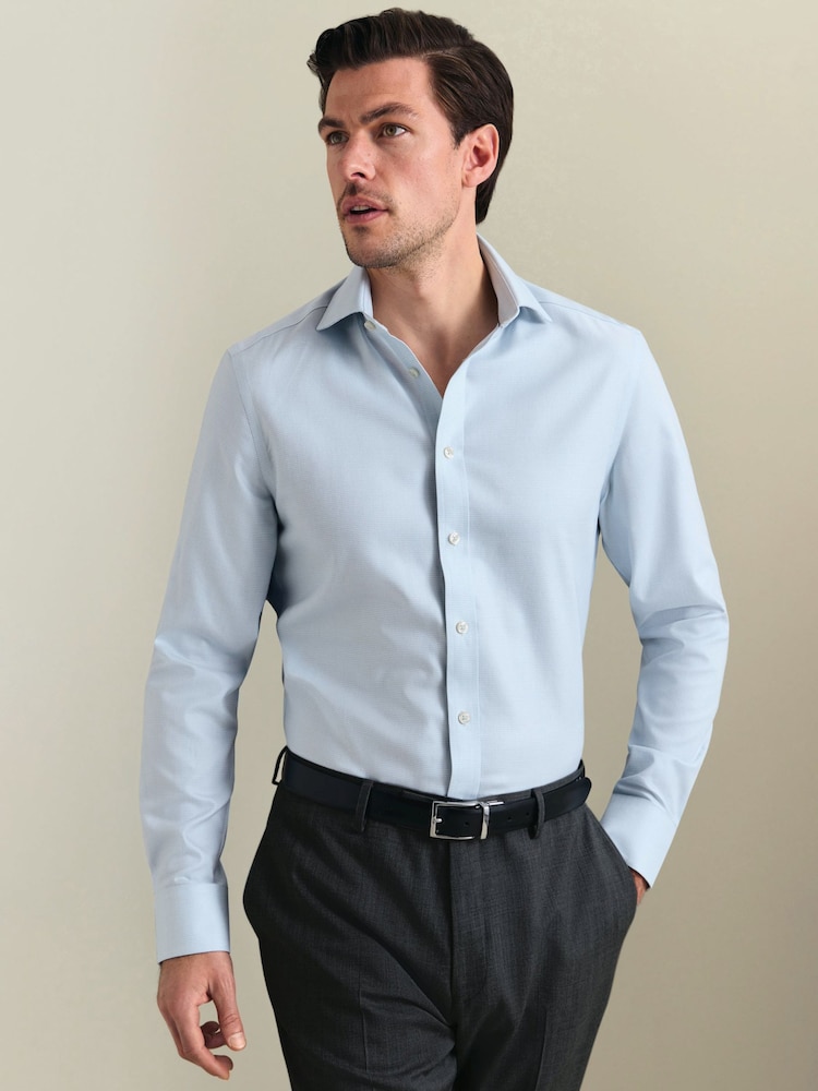Zaļš - Charles Tyrwhitt negludināms, elastīgs, Trafalgar Weave auduma krekls ar izgriezumu, pieguļošs piegriezums - Attēls 1 no 5 Zaļš - Charles Tyrwhitt negludināms, elastīgs, Trafalgar Weave auduma krekls ar izgriezumu, pieguļošs piegriezums - Attēls 1 no 5