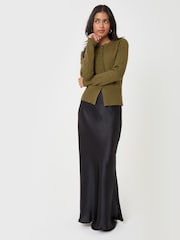 Threadbare Green Crew Neck Structured Knitted Cardigan - Image 3 of 4
