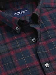 Tumši zils - Charles Tyrwhitt rūtainais, birstēts flaneļa krekls - Attēls 5 no 6