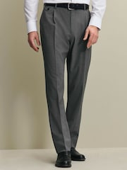 Gris oscuro - Pantalones de lana de alto rendimiento de corte ajustado de Charles Tyrwhitt - Imagen 1 de 6