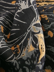 Black Animal Print Gathered Short Sleeve Textured Boxy T-Shirt - Image 6 of 6