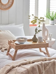 Natural Wooden and Wicker Folding Lap Tray - Image 1 of 4