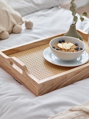 Natural Wooden and Wicker Folding Lap Tray - Image 2 of 4