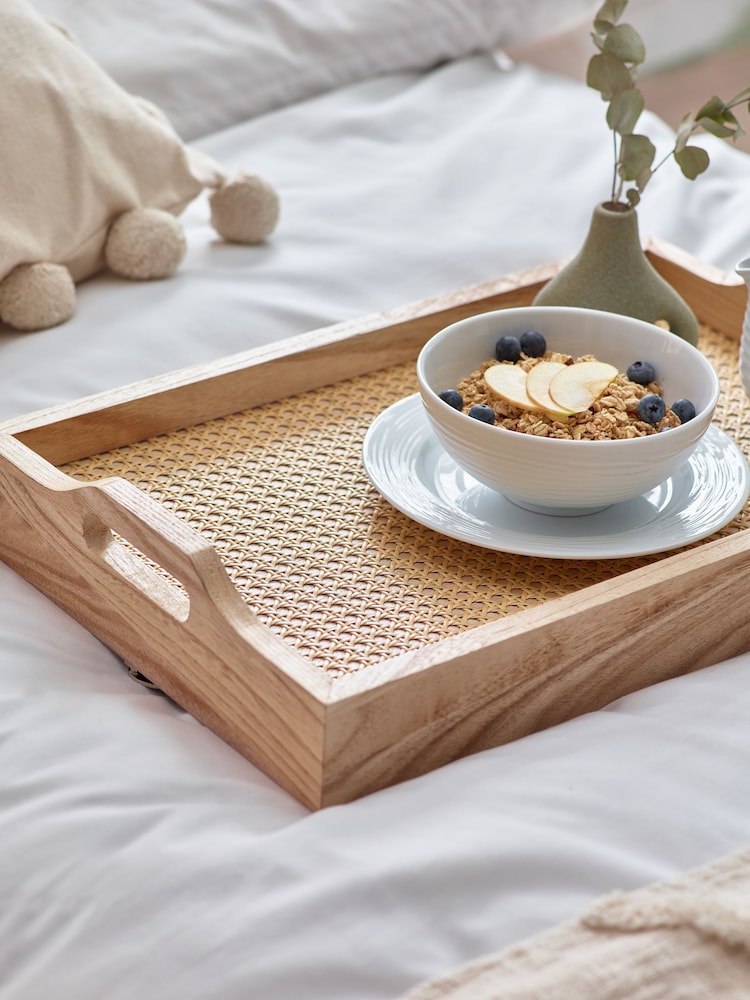 Natural Wooden and Wicker Folding Lap Tray - Image 2 of 4