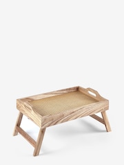 Natural Wooden and Wicker Folding Lap Tray - Image 3 of 4
