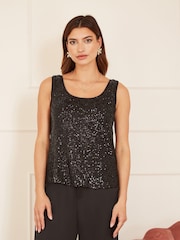 Yumi Black Sequin Vest - Image 1 of 4