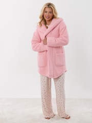 Threadbare Pink Sherpa Fleece Open Dressing Gown - Image 3 of 4