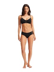 Seafolly Mini Nylon Twist Band Black Hipster Bikini Bottoms - Image 3 of 4