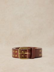 White Stuff Brown Studded Leather Belt - Image 1 of 3