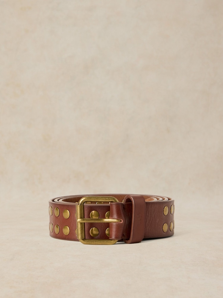 White Stuff Brown Studded Leather Belt - Image 1 of 3