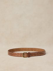 White Stuff Brown Studded Leather Belt - Image 2 of 3
