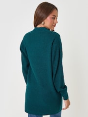 Threadbare Teal Green Cable Knit Cardigan - Image 2 of 5