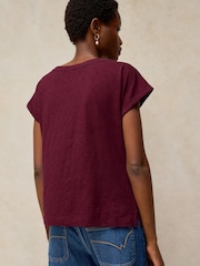 White Stuff Purple Nina Notch Button T-Shirt - Image 2 of 6