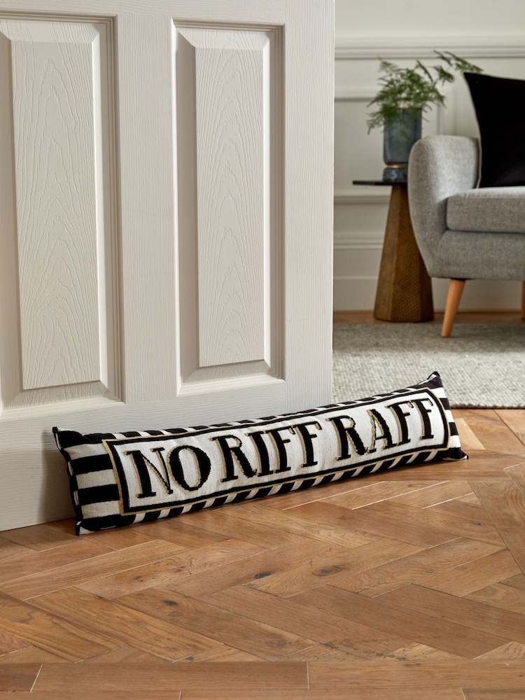 Black No Riff Raff Cut Velvet Draught Excluder - Image 1 of 4