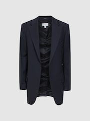 Reiss Navy Fiona Oversized Single Breasted Blazer - Image 2 of 6