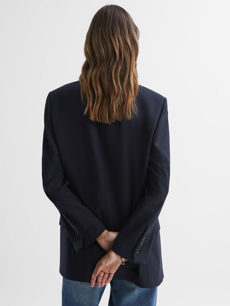 Reiss Navy Fiona Oversized Single Breasted Blazer - Image 6 of 6 Reiss Navy Fiona Oversized Single Breasted Blazer - Image 6 of 6