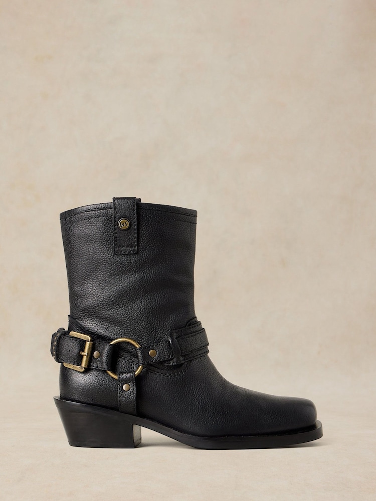 White Stuff Black Liberty Western Biker Boots - Image 1 of 4 White Stuff Black Liberty Western Biker Boots - Image 1 of 4