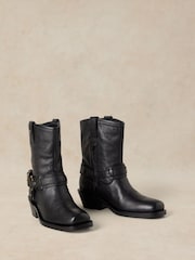 White Stuff Black Liberty Western Biker Boots - Image 2 of 4