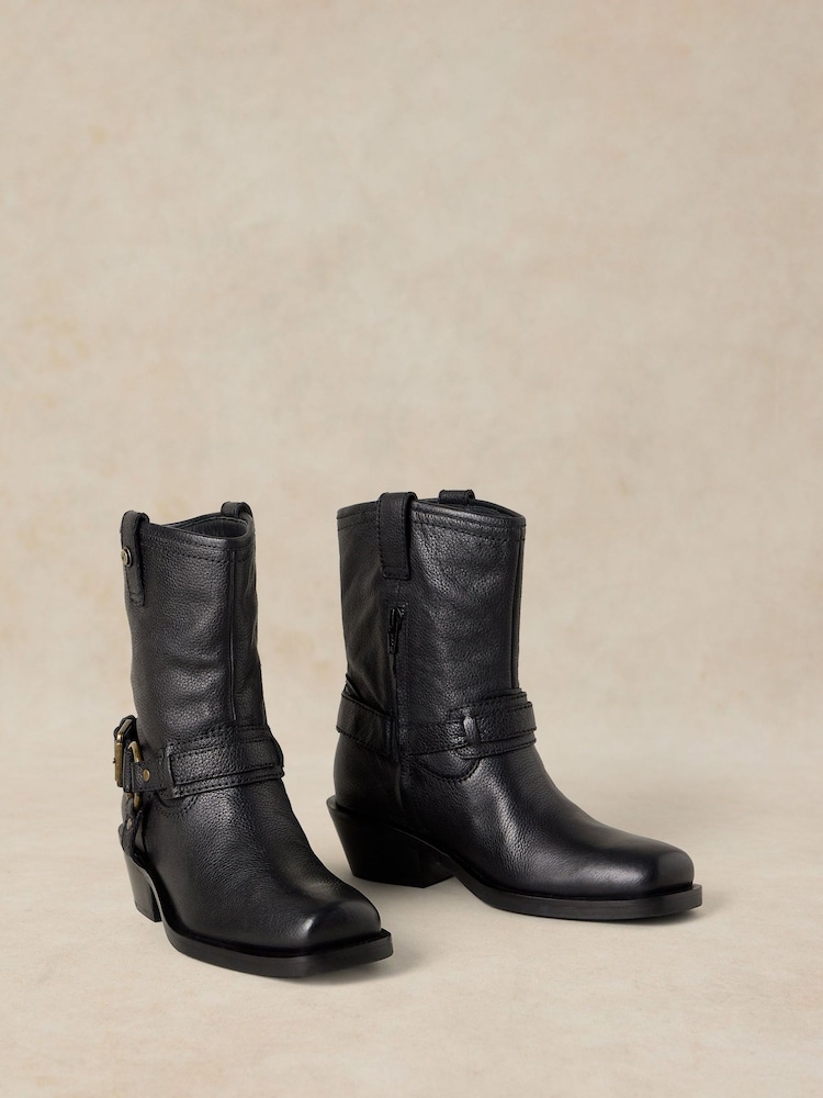 White Stuff Black Liberty Western Biker Boots - Image 2 of 4 White Stuff Black Liberty Western Biker Boots - Image 2 of 4