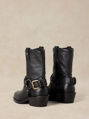 White Stuff Black Liberty Western Biker Boots - Image 3 of 4