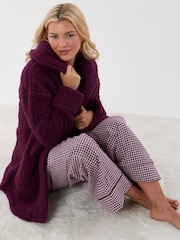 Threadbare Red Sherpa Fleece Open Dressing Gown - Image 1 of 4