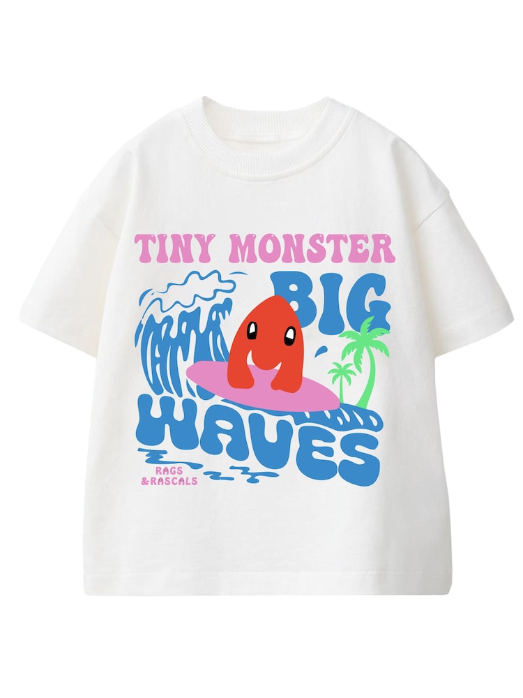 Rags & Rascals White Tiny Monster T-Shirt - Image 1 of 3 Rags & Rascals White Tiny Monster T-Shirt - Image 1 of 3