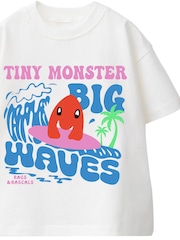 Rags & Rascals White Tiny Monster T-Shirt - Image 2 of 3