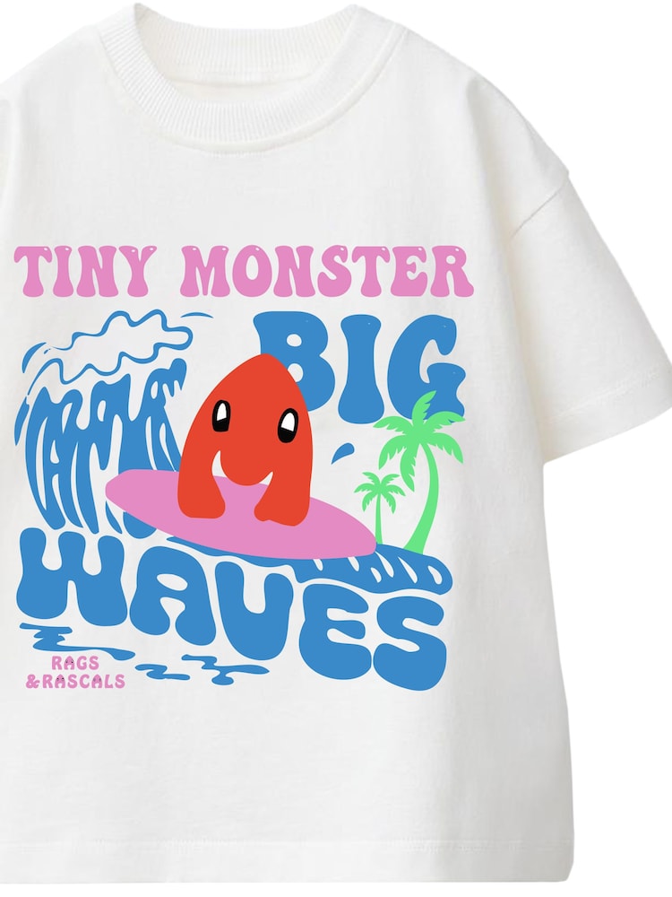 Rags & Rascals White Tiny Monster T-Shirt - Image 2 of 3 Rags & Rascals White Tiny Monster T-Shirt - Image 2 of 3