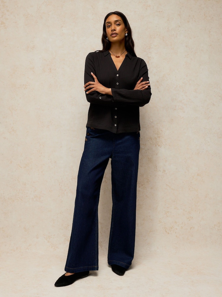 White Stuff Black Annie Double Cloth Shirt - Image 1 of 6