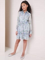 Blau bedruckt - Lipsy Hemdkleid mit Chiffonbesatz (5–16 Jahre) - Bild 2 von 4