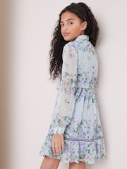 Blau bedruckt - Lipsy Hemdkleid mit Chiffonbesatz (5–16 Jahre) - Bild 3 von 4