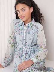 Blau bedruckt - Lipsy Hemdkleid mit Chiffonbesatz (5–16 Jahre) - Bild 4 von 4