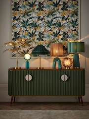 Clarke & Clarke Ribbed Green Mango Wood Calisto Large Sideboard - Image 1 of 8